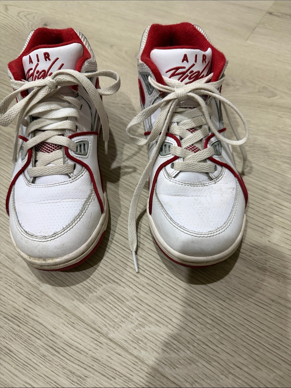 Nike Kids White and Red Air Flight Sneakers